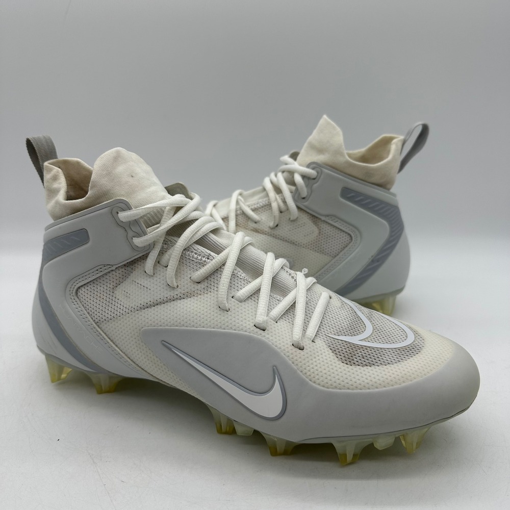 Nike CW4440-110 Mens‎ Size 10.5 White Alpha Huarache 8 Elite LAX Lacrosse Cleats
